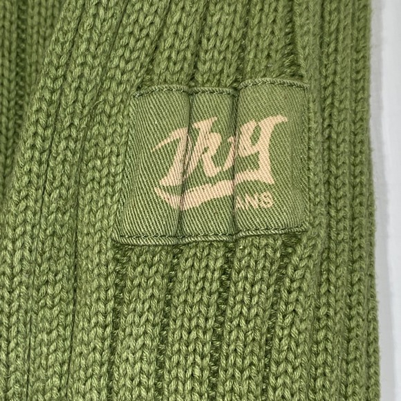 DKNY Jeans Full Front Zip Knit Sweater Women's XL Green Cotton Turtleneck Logo - Picture 3 of 7